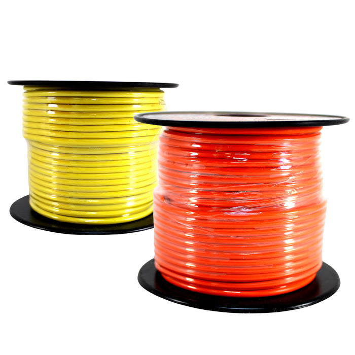 Audiopipe (2)14ga 100ft CCA Primary Ground Power Remote Wire Spool Yellow/Orange