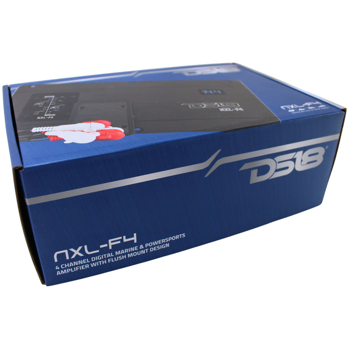 DS18 NXL-F4 4-Ch Marine & Powersports Amplifier Class D 1200W Flush Mount IPX67