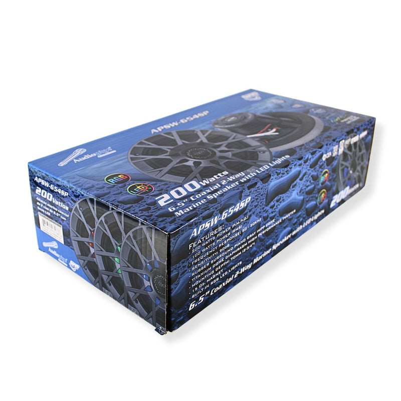 6.5" 100W RMS Coaxial 2-Way Marine Speakers Pair w/ RGB LED Lights  | APSW-654SP