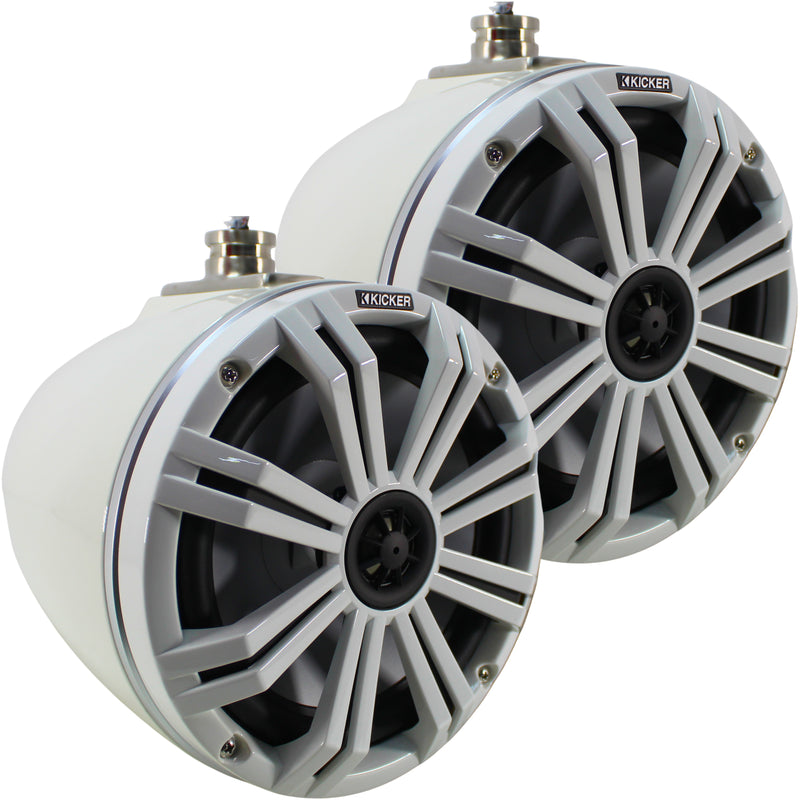 Kicker KMTC Series 8" 300W Marine Coaxial White Tower System Speakers / 45KMTC8W