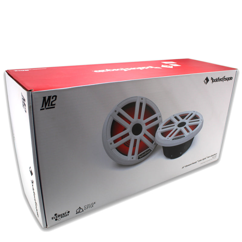 Rockford 10 White Marine Speakers 1200W Horn Loaded 4 Ohm LED RGB Pair M2-10H