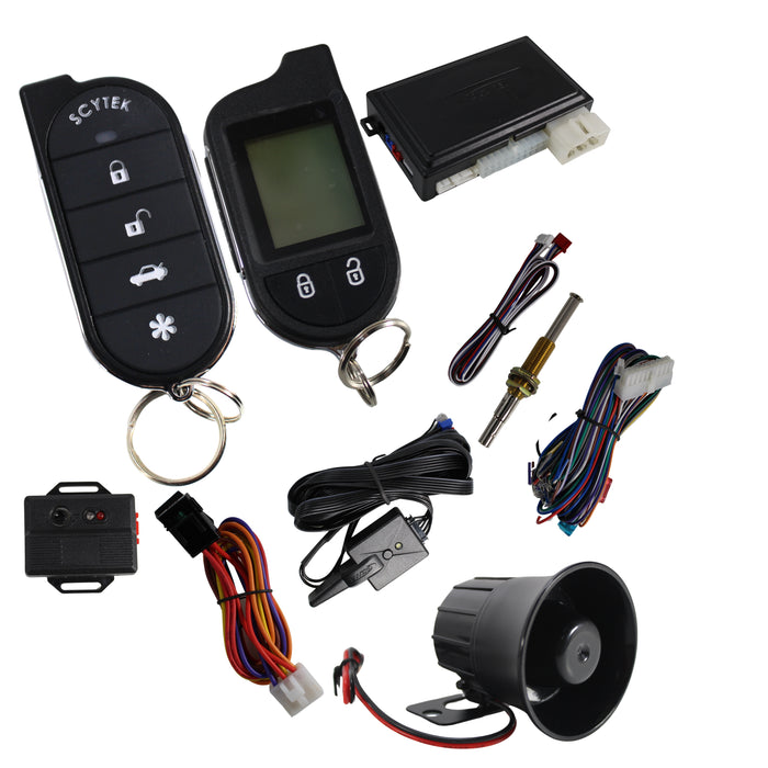 A4.2W Car Alarm Security System with Siren, Keyless Entry 2-Way LCD Remote Start