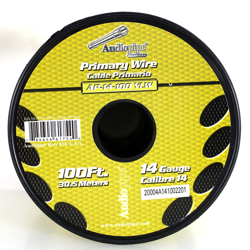 14 GA 100 FT Yellow Stranded of CCA Primary Power Ground Wire Cable - Full Spool