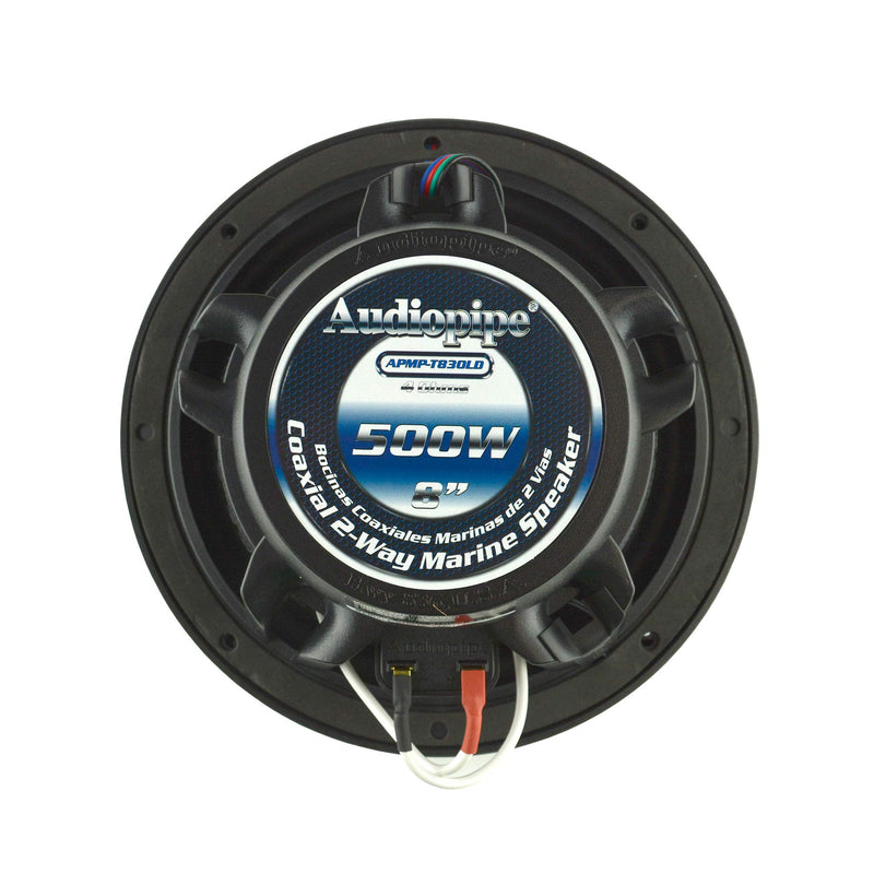 8" Coaxial 250W RMS 4-Ohm 2-Way Marine Speakers w/ LED Lights Audiopipe