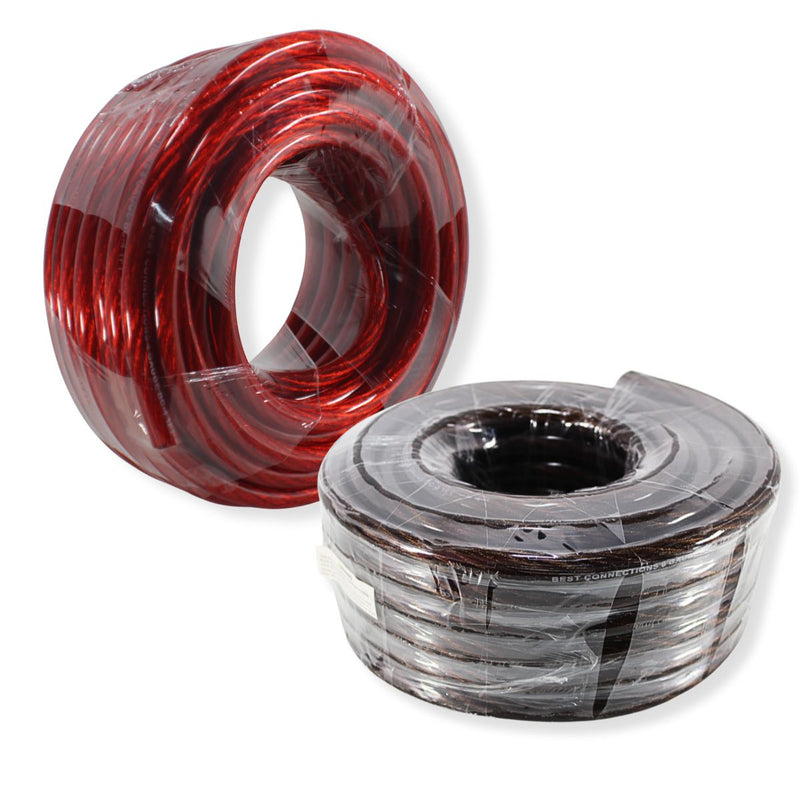 50Ft Pre Cut 4 Gauge Red/Black CCA Power/Ground Wire Coil for Car Audio Systems