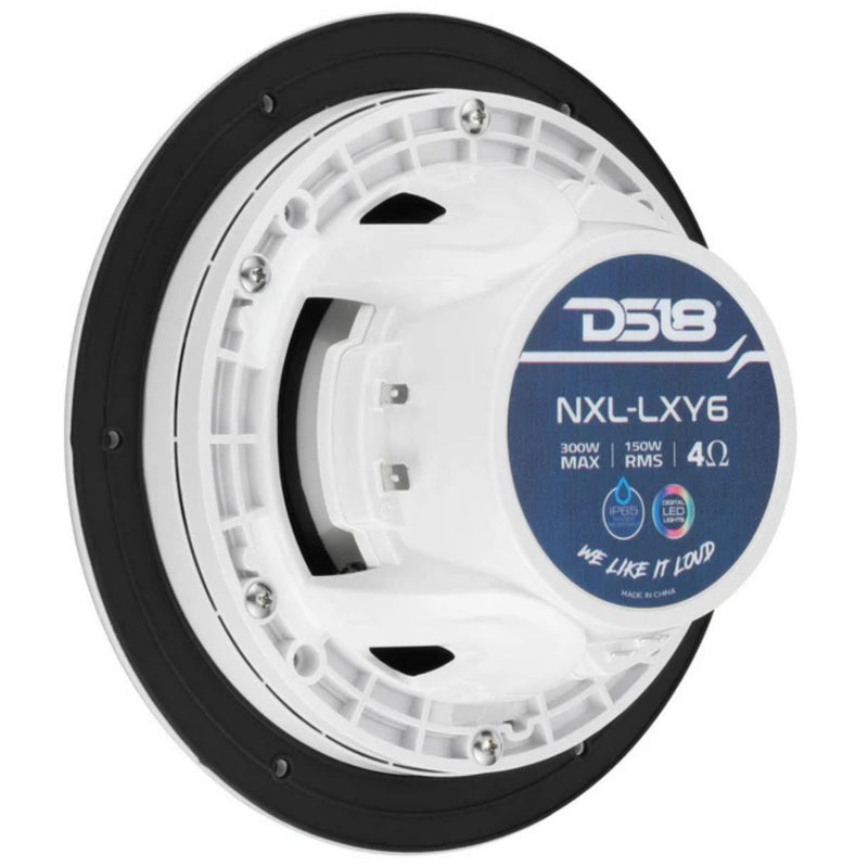 6.5" 150 W RMS 4-Ohm Marine Coaxial Speakers w/ Digital LED Ring NXL-LXY6 (Pair)