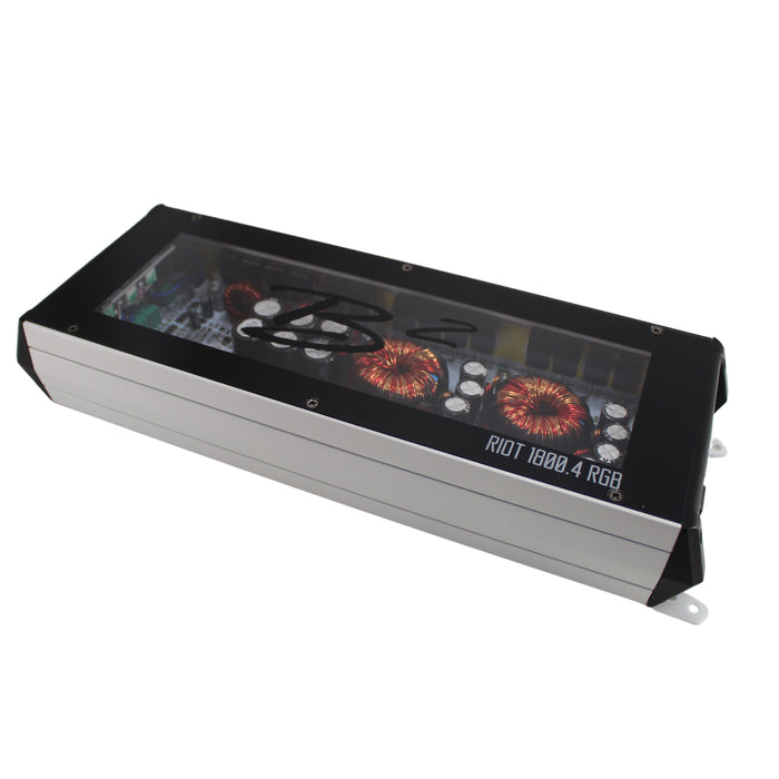 B2 Audio RIOT 1800W 2-Ohm Class D 4-Channel Amplifier w/ RGB LED Illumination