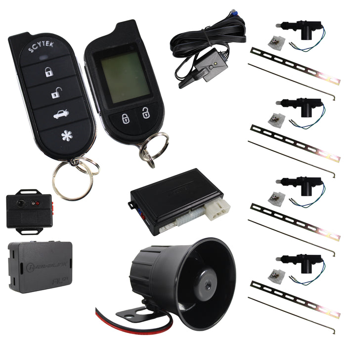 A4.2W Car Alarm Security System with Siren, Keyless Entry 2-Way LCD Remote Start