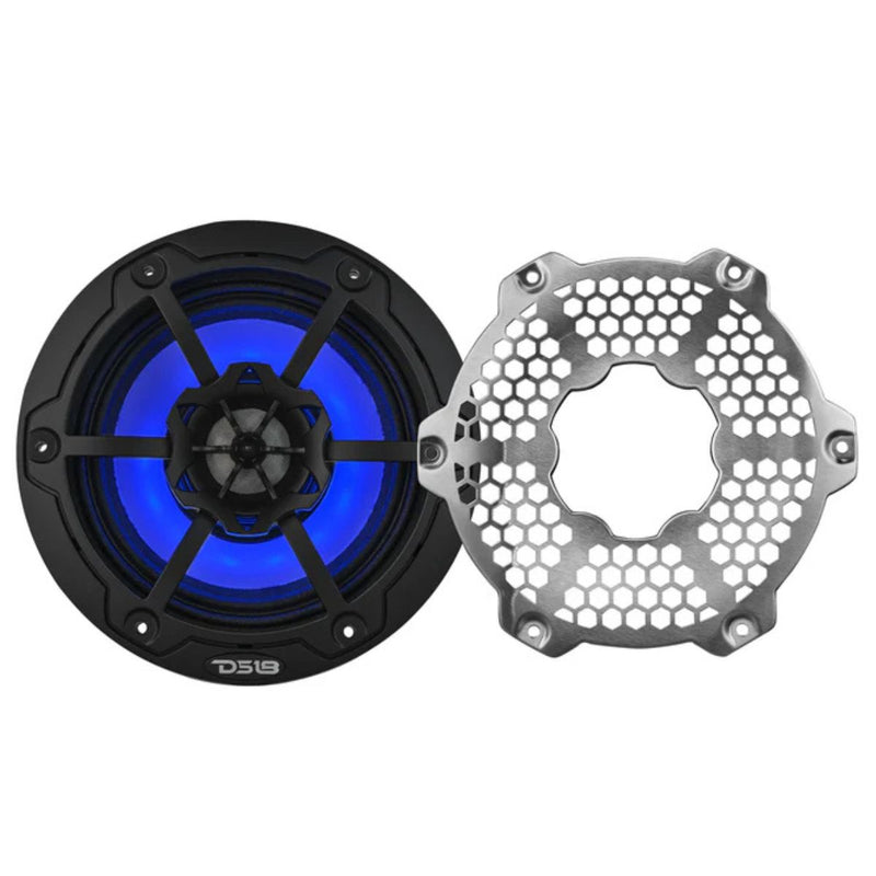 DS18 6.5" 250W RMS 4-Ohm Marine 2-Way Hybrid Speaker Pair w/ RGB LED NXL-6MD-BK