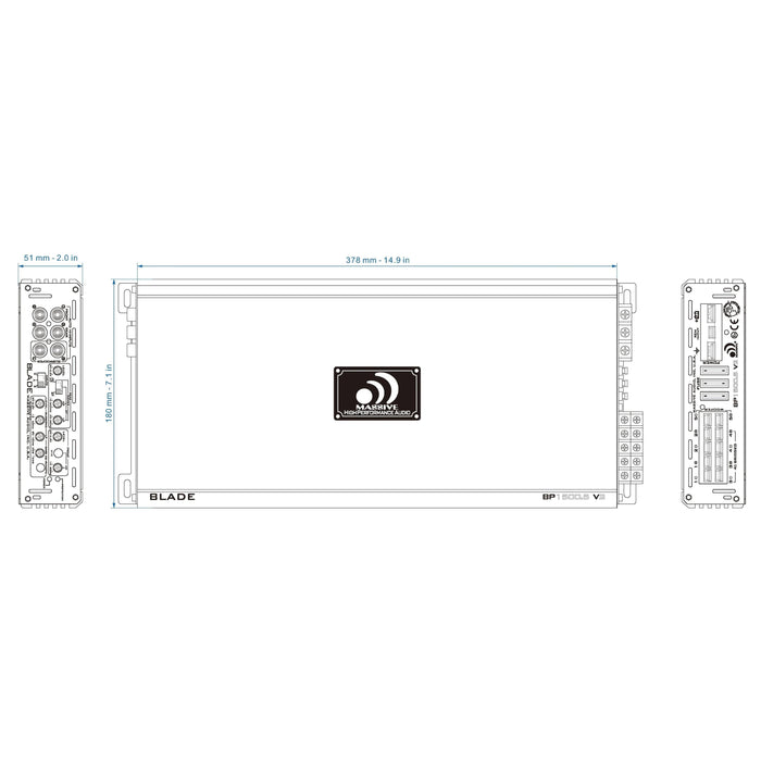 Massive Audio Blade 5-Channel 1.5K-Watt 2-Ohm Full Range Amplifier BPX15005