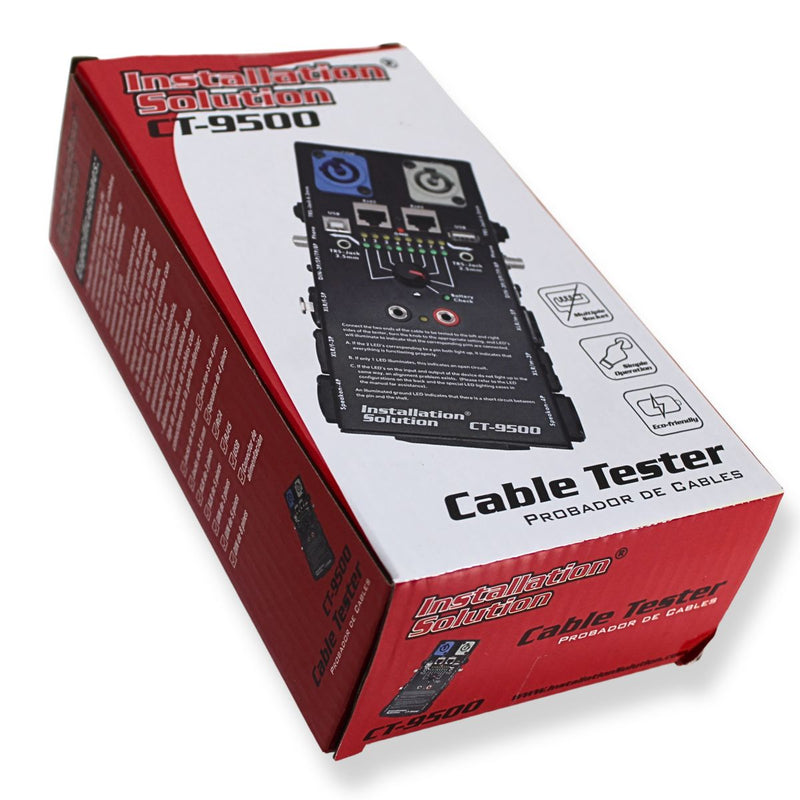 CT-9500 Universal Cable Tester for XLR, TRS, RCA, RJ45, USB, and SpeakON Cables