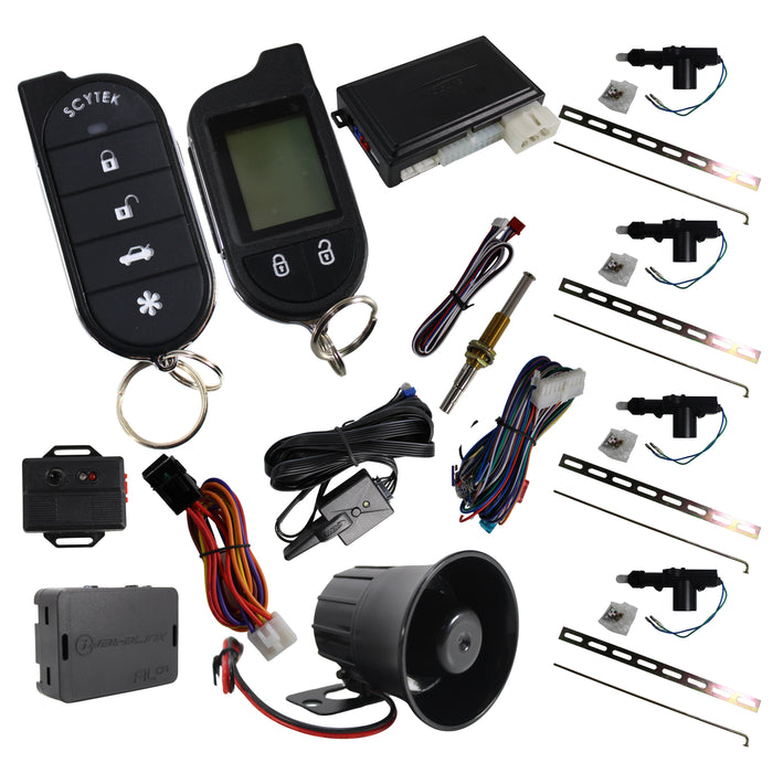 A4.2W Car Alarm Security System with Siren, Keyless Entry 2-Way LCD Remote Start