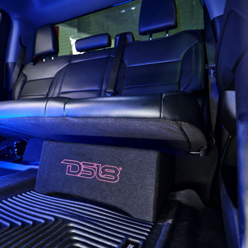 10" 600 Watt RMS 2-Ohm Under Seat Shallow Subwoofer Enclosure DS18 DFPU110iX
