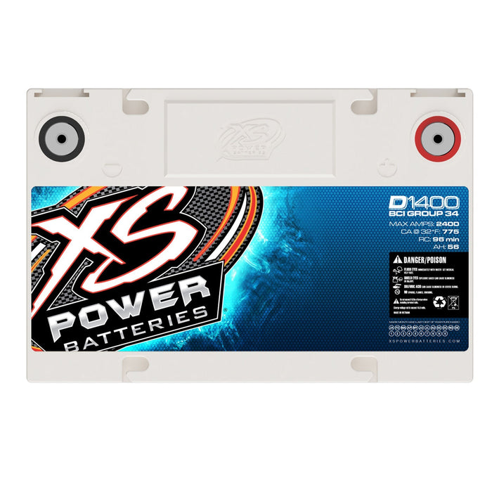 XS Power 14V AGM 2400 Max Amps 56 Ah Car Audio Battery D1400