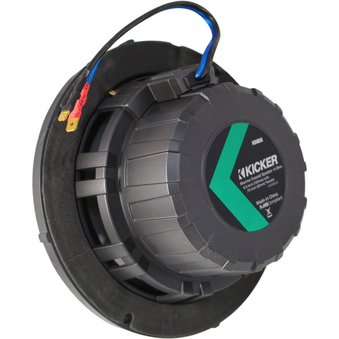 Kicker KM Series 6.5" 65W RMS 4-Ohm 2-Way Coaxial Marine Speakers / 45KM654