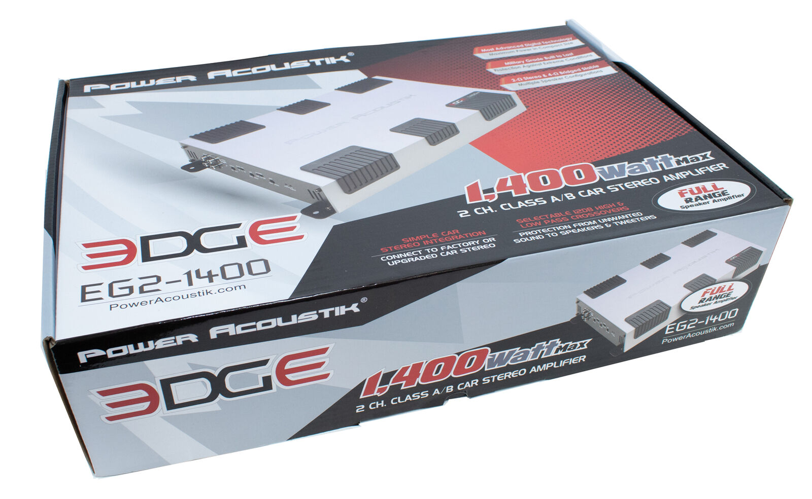 Power Acoustik 2 Ch Amplifier 1400W Class AB Full Range Bridgeable