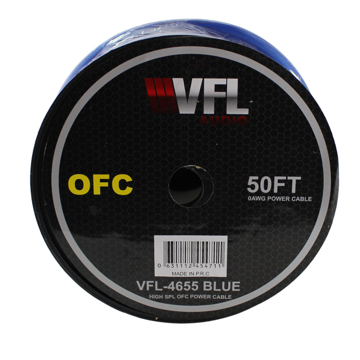 0 AWG Blue PVC Jacketed 100% OFC American Bass Power Wire Lot Cut By The Foot