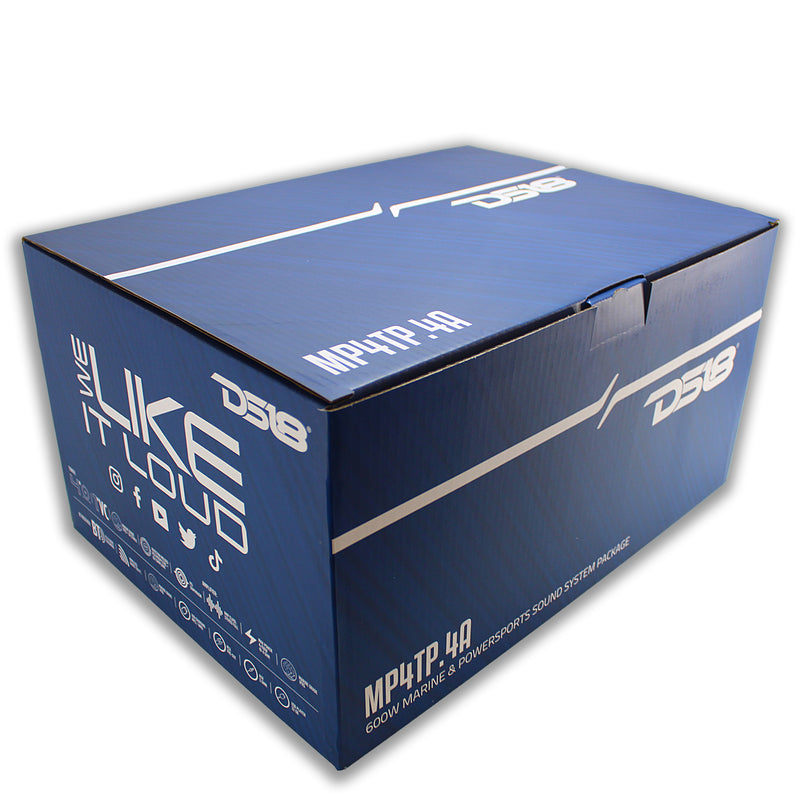 4x 4" Wakeboard Tower Speakers w/ Amplifier and Receiver 100W RMS DS18 MP4TP.4A