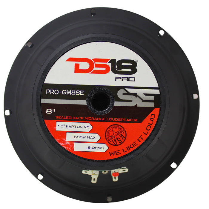 DS18 Pro 8" 580W Max 8-Ohm Sealed Back Mid Range Loud Speaker PRO-GM8SE