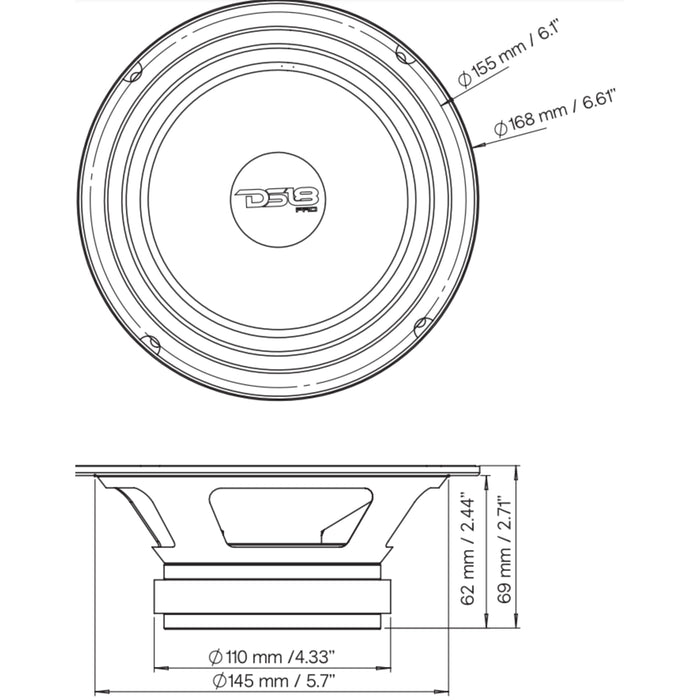 DS18 Car Audio 6.5" Midrange Loudspeaker 500 Watt 4 Ohm Red Basket PRO-X6.4M