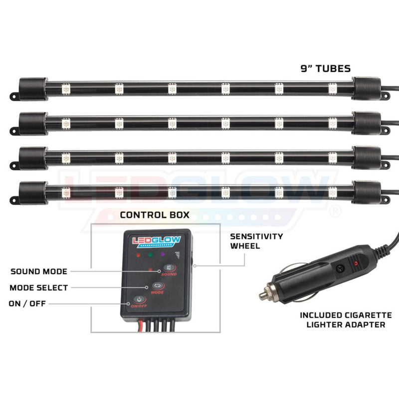 LEDGlow 4pc 7 Color LED Interior Underdash Lighting Kit for Cars and Trucks