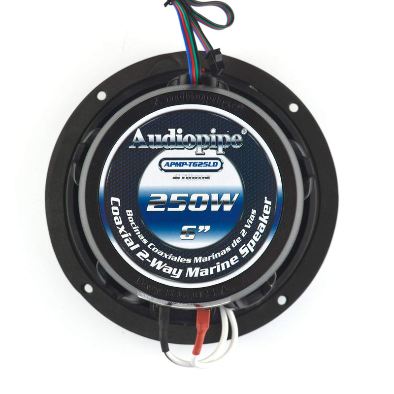 Audiopipe 6 Inch 125W 2-Way Coaxial Marine Speaker w/ LED Pair APMP-T625LD