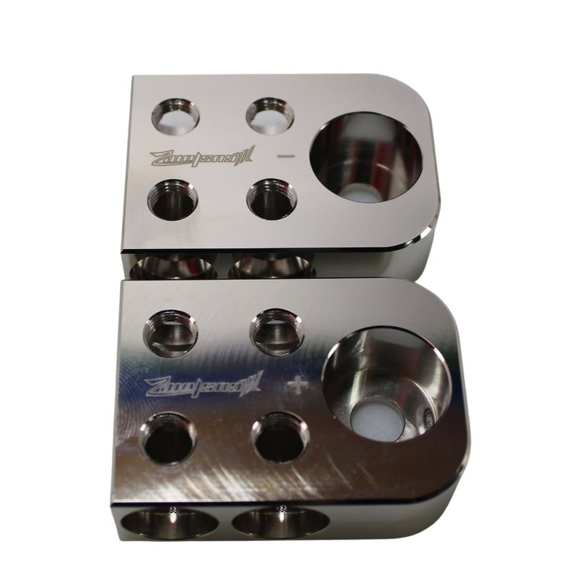 ILL Customz 4 input 1/0 GA Bolt Down Battery Terminal Distribution Blocks Pair