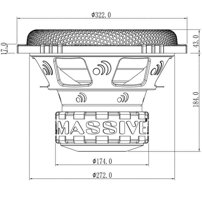 Massive Audio GTR Series 12" 1000W RMS 2-Ohm DVC Subwoofer / MA-GTR122