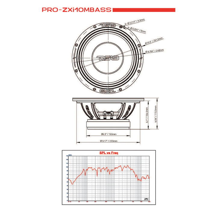 DS18 10" Motorcycle Mid-Bass 1000W 8Ohm Loudspeaker Pro Car Audio PRO-ZXI10MBASS