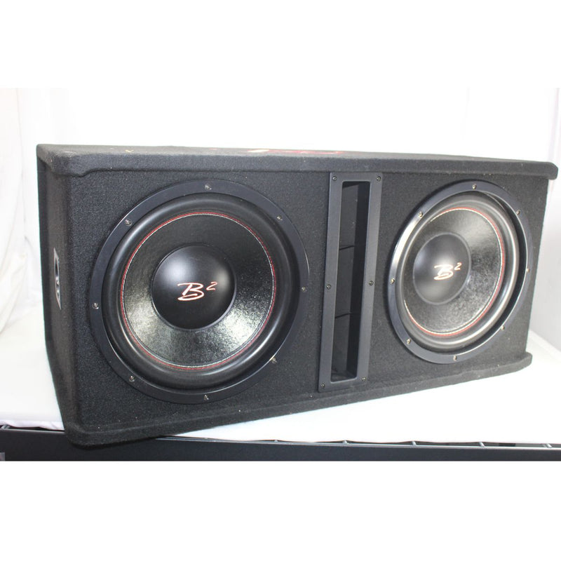 B2 Audio Dual 12 1000W RMS Dual 2 Ohm Vented Loaded Subwoofer Enclosure OPEN BOX