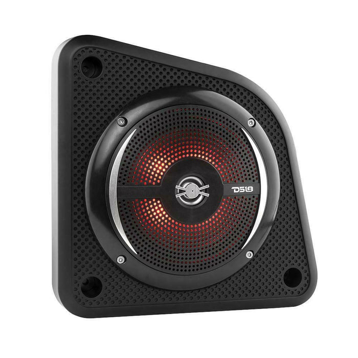 Pair of DS18 6.5" 100W 4 Ohm 2-Way RGB Slim Marine Speaker w/ Enclosure EN6SLIM