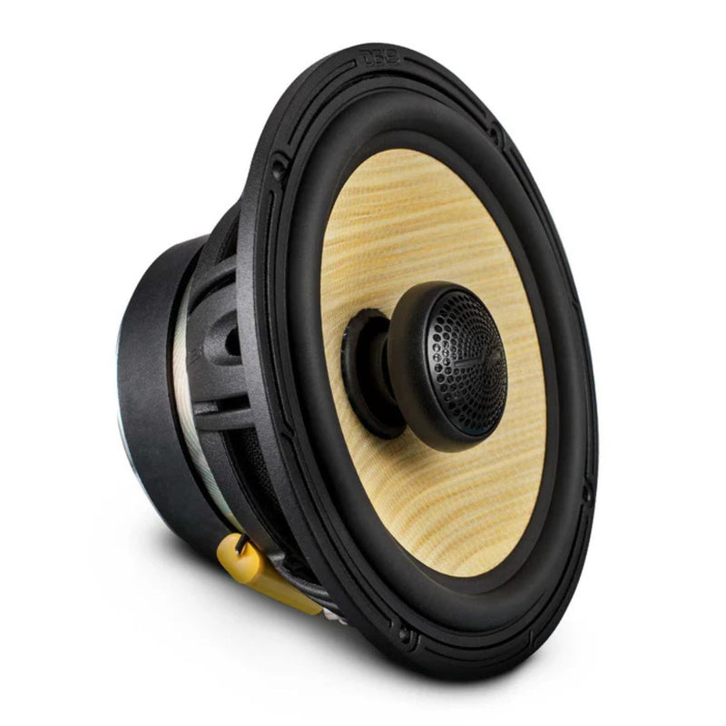DS18 6.5" 150W RMS 4-Ohm 2-Way Coaxial Speakers with Woven Yellow Composite Cone