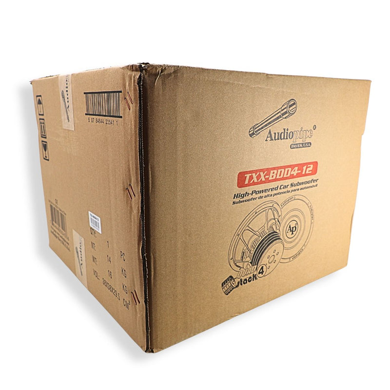 Audiopipe 12" Subwoofer 1200W RMS Dual 4 Ohm 4- Stack Magnet TXX-BDD4-12