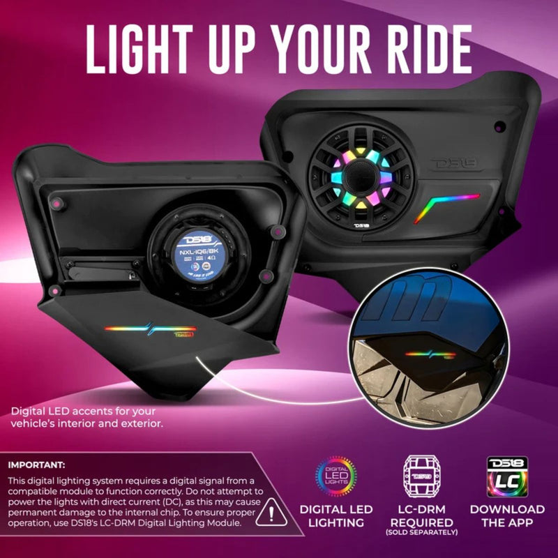 Can-Am Maverick X3 Max 2017-Up Rear Door Speaker Loaded Panel Pair LED CAX3BD6LD