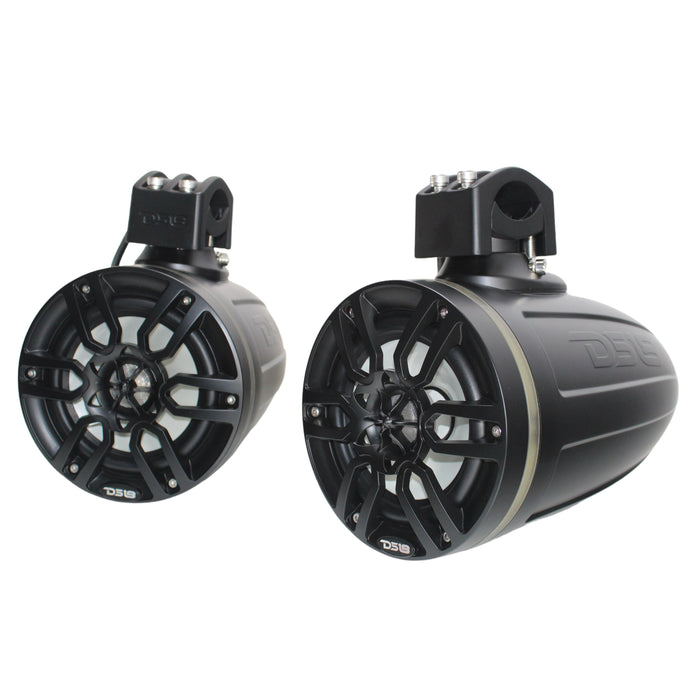 DS18 Pair of 6.5" Marine 100W RMS 4 Ohm Wake Tower Speakers W/ RGB LED OPEN BOX