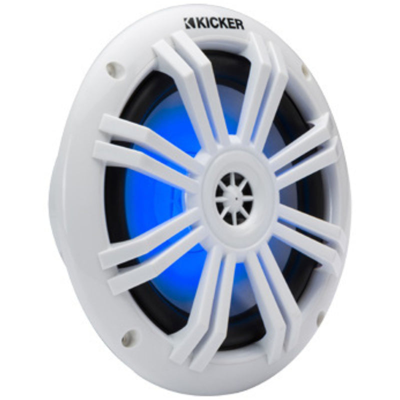 Pair of Kicker KM 6.5" 4-Ohm RGB LED 15-50W RMS Coaxial Marine Speakers