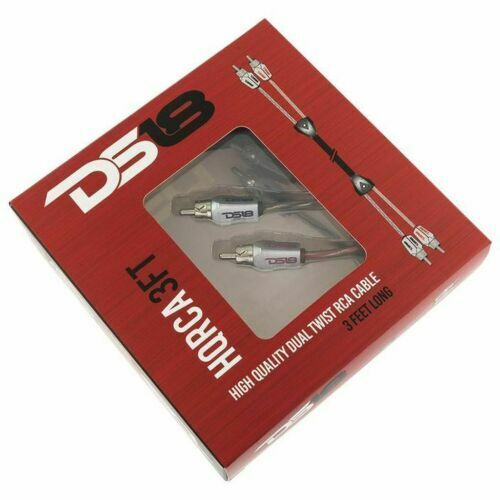 DS18 2 channel 3 foot RCA Pro Audio Amp Cables Competition Quality Insulated