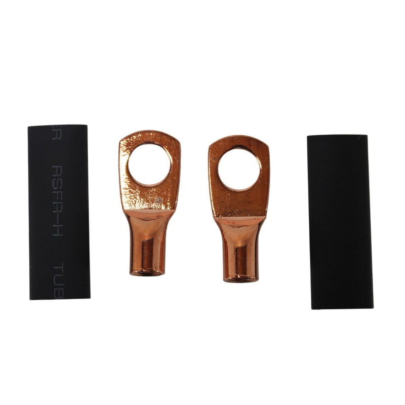 Pair of 8 Gauge 1/4 Inch Solder style Copper Ring Terminal Lugs