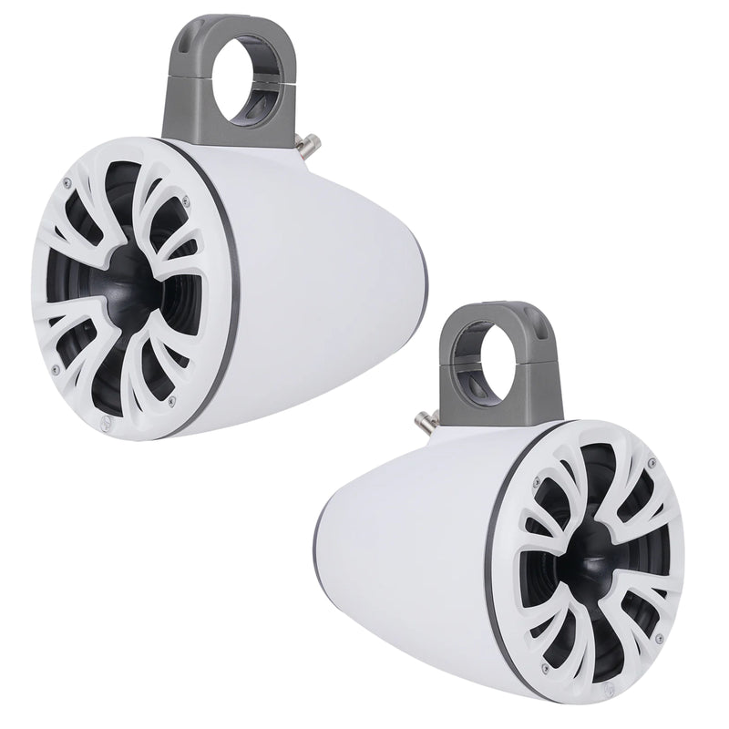 AudioPipe Pair of White 8" 125 W RMS 4-Ohm Weatherproof Marine Tower Speakers