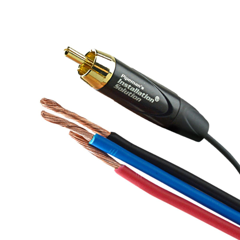 30ft Medusa Cable 10-Channel RCA with 3x12 Ga Black, Blue, Red Power Cables