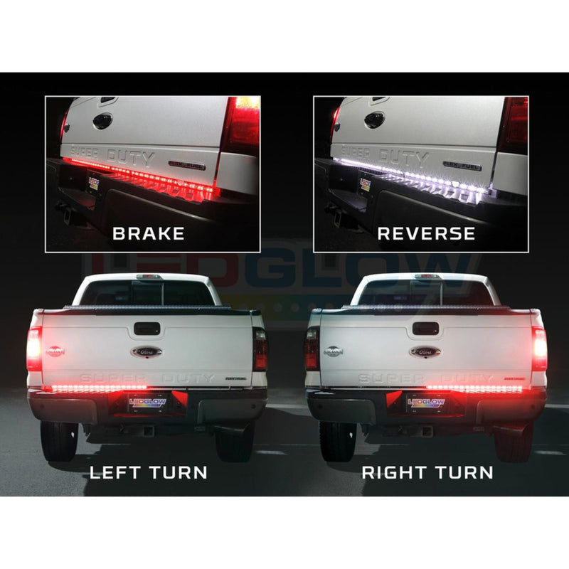 LEDGlow 2pc 60" Truck Tailgate Red LED Light Bar with White Reverse Lights IP68