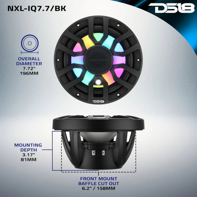 7.7” IP65 175W RMS Bullet Tweeter Marine Speaker Pair Digital LED DS18 NXL-IQ7.7