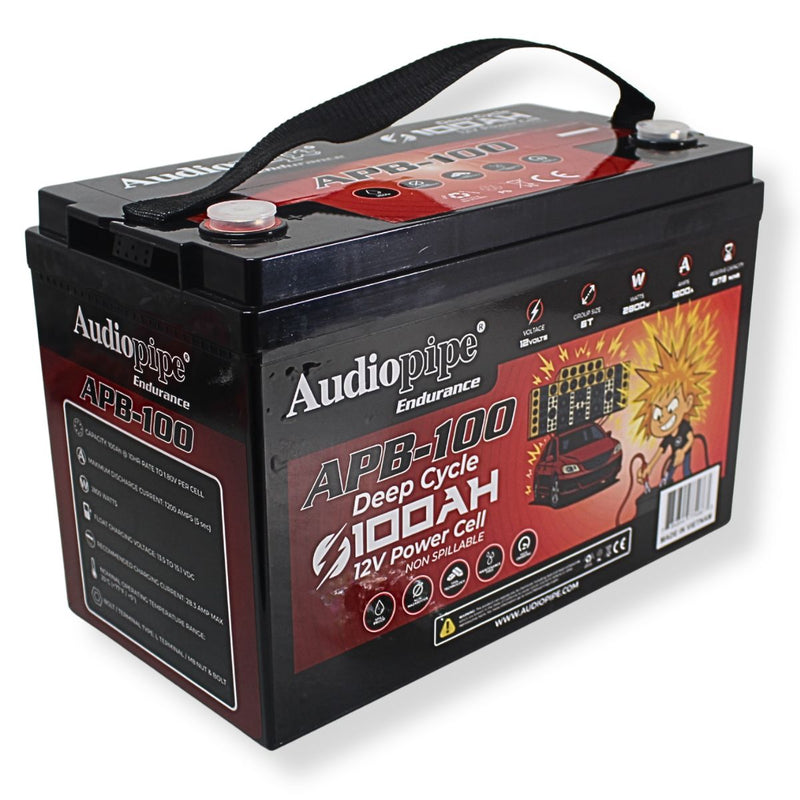 Audiopipe APB-100 12V 2800W 1200Amp AGM Deep Cycle Power Cell Battery 100Ah