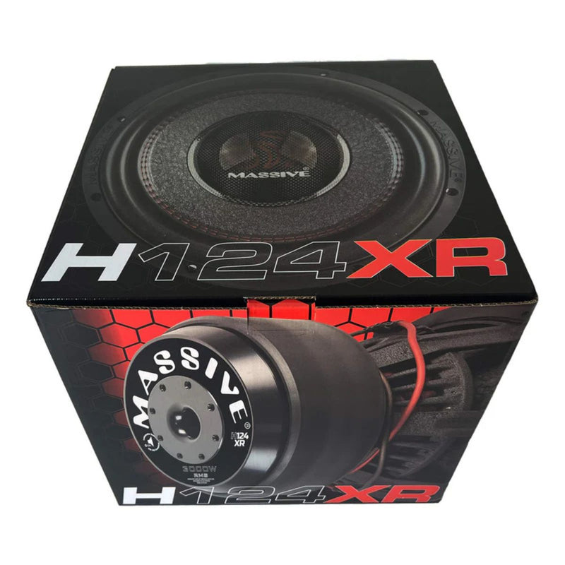 12" 3000W RMS 4-Ohm 4" Dual VC Mega 70 lbs. Subwoofer Massive Audio H124XR