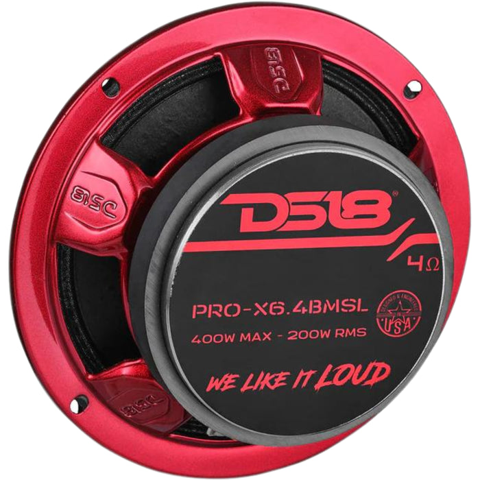 DS18 Pro-X 6.5" 200W RMS 4-Ohm Shallow Mid-Range Bullet Loudspeaker/PRO-X6.4BMSL