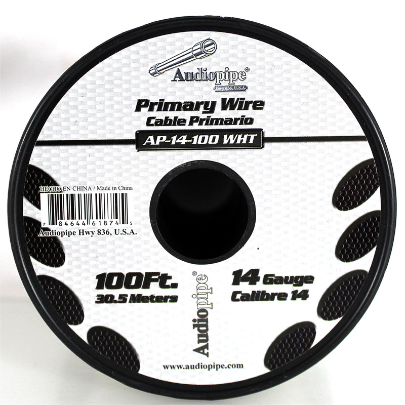14 GA 100 FT White Stranded of CCA Primary Power Ground Wire Cable - Full Spool