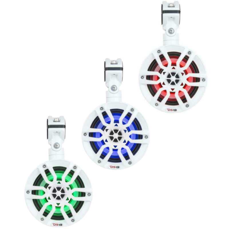DS18 NXL6TPW 6.5" Marine Pod Tower Speakers 1" Compression Driver RGB 450W White