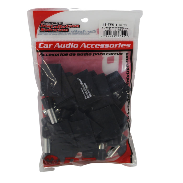 Audiopipe 25 Pack 4 Gauge Wire Ferrules with Heat Shrink IS-TFK-4