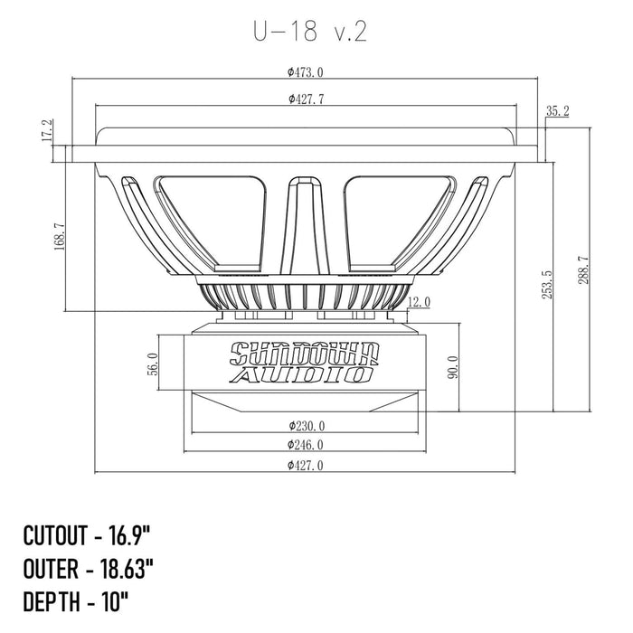 18" 1750 Watts RMS Dual 2-Ohm VC U-Series V2 Sundown Audio Subwoofer U-18-D2-V2