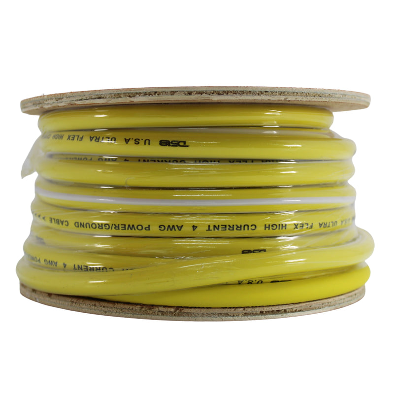 DS18 Car Audio 4 AWG 100% OFC Power/Ground Wire Yellow Lot Cut By The Foot